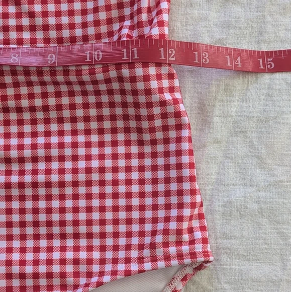 Girls Red Gingham Swimsuit - Picture 9 of 10